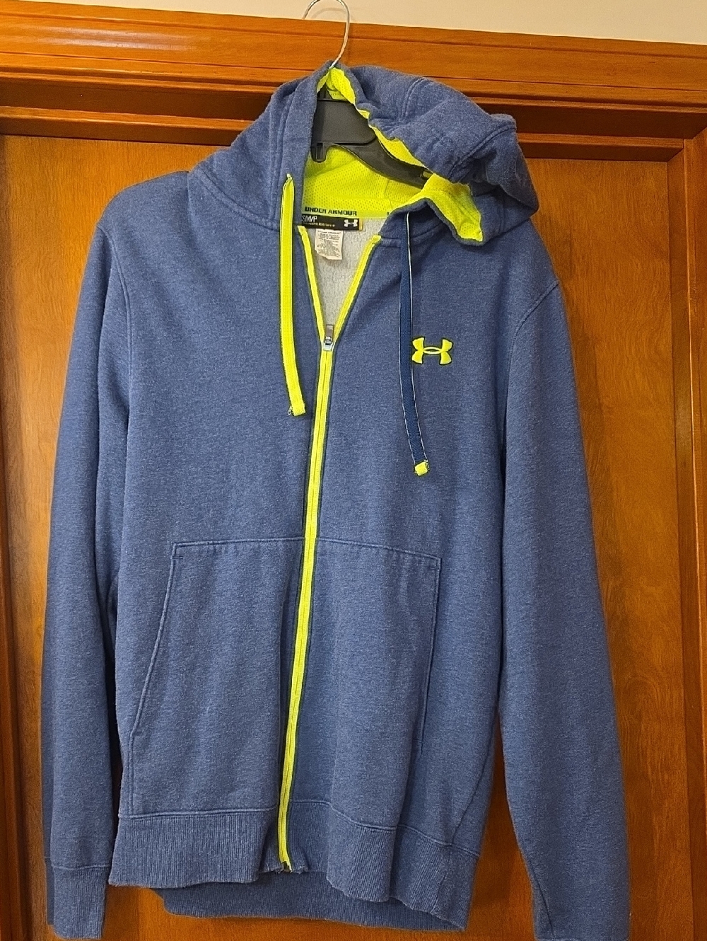 Under Armour Navy and Neon Yellow Full-Zip Hoodie
